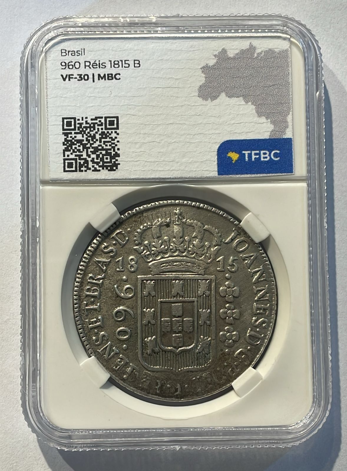 外国銀貨　ブラジル960R銀貨　1815年 960 Réis 1815 B - Trato Feito Brazil Certificações