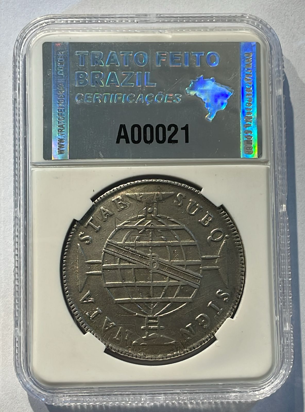 外国銀貨　ブラジル960R銀貨　1815年 960 Réis 1815 B - Trato Feito Brazil Certificações